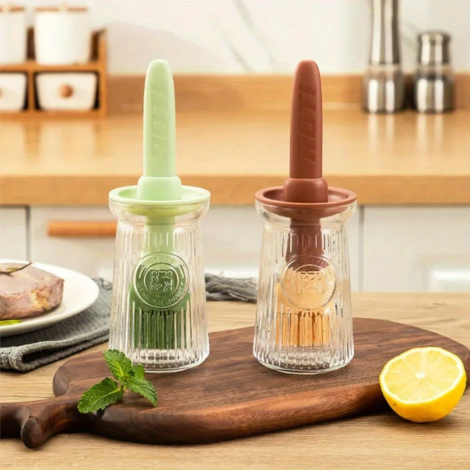 Silicone Basting Brush Set with Oil Dispenser - Leak-Proof, Heat-Resistant BBQ and Cooking Utensils - Ideal for Grilling, Baking