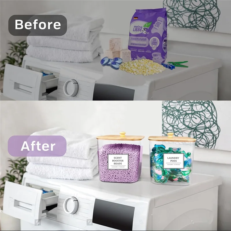 HRBAJ-Clear Laundry Pods Container 3+ 1 Pack Large Laundry Detergent Powder Storage Laundry Room Organization Containers