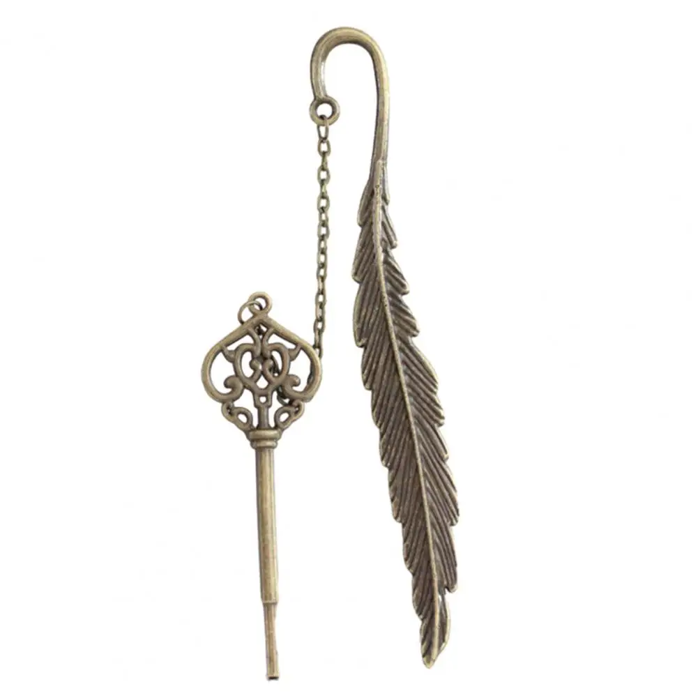 Metal Feather Bookmarks with Tassel Vintage Style Reading Alloy Feather Cutout Bookmark