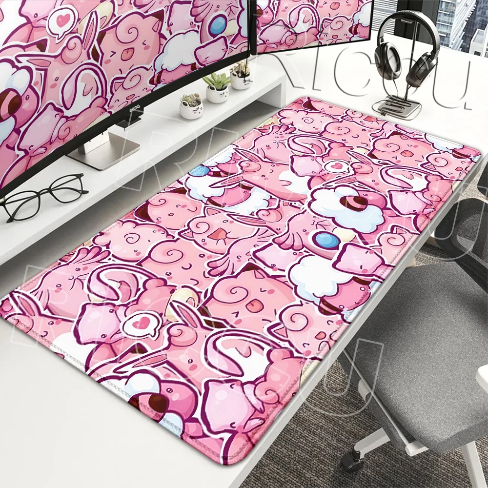 Game Extended Mouse Pads P-Pokemon Mega Clefairy Play Mats Gaming Mousepad Jigglypuff Gamer PC Cabinet Rubber Non-slip Desk Rugs