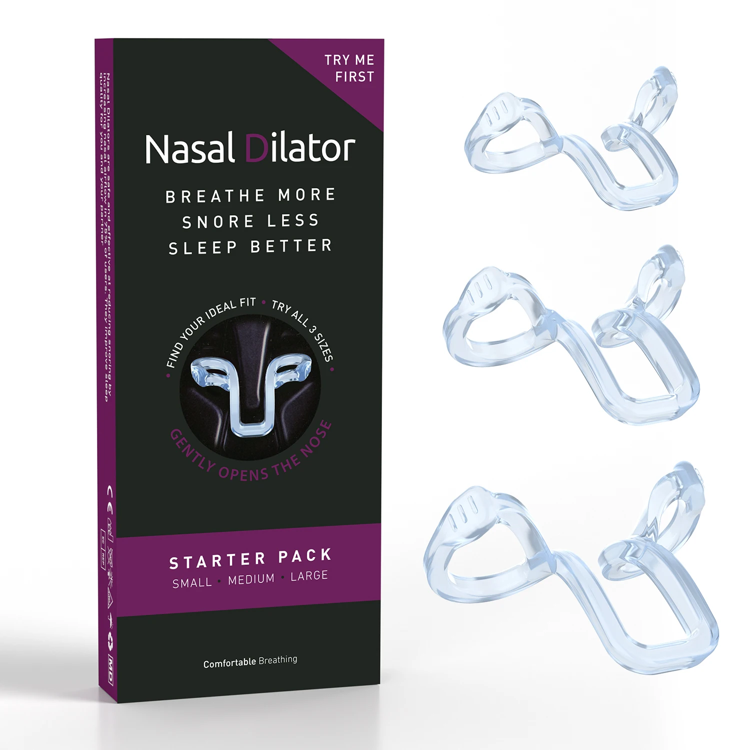 

Portable Travel Anti-Snoring Nose Clips, 3 Pieces, Quickly Unblock Nose, Relieve Snoring for Couples Sleeping Together