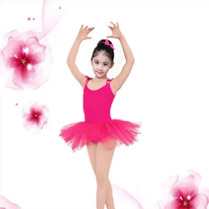 Kids Ballet Dress Solid Suspender Ballet Skirt Elegant Tutu Children Dance Costumes Girls Ballroom Ballet Outfits Stage Clothing