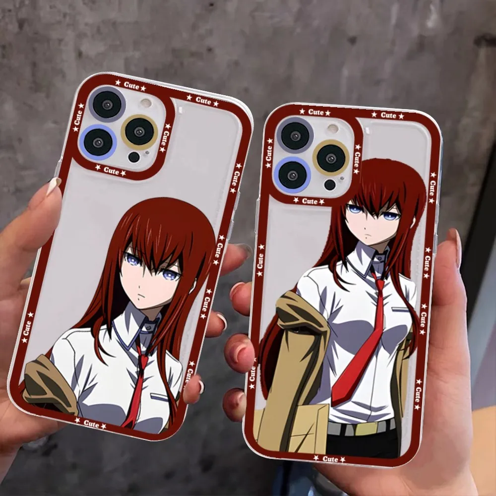 Steins Gate Okabe Anime Phone Case For iPhone 16 15 14 13 12 11 Pro Max Mini X Xs XR Transparent Case