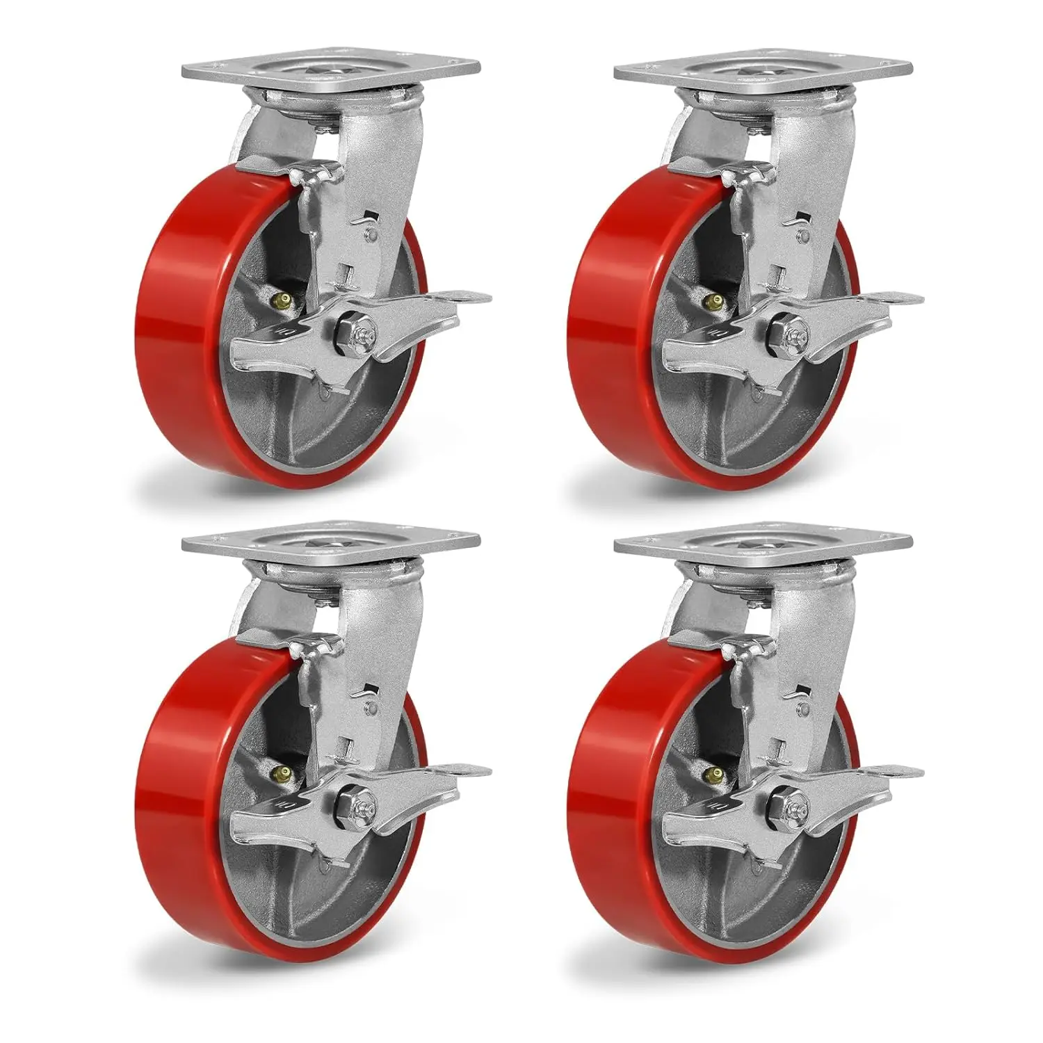 

6'' Caster Wheels, Heavy Duty Casters Polyurethane Wheel, Industrial Casters Set of 4 Capacity