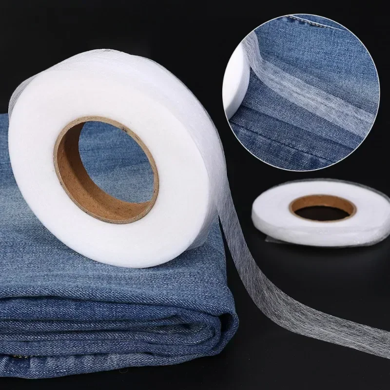 Dupla Face Adesivo Tecido Não-Tecido Calças Hem Tape, Fita Borda Colar Curto, Ferramentas DIY, roupas Jean, Tamanho curto, costura, 60 m, 120m