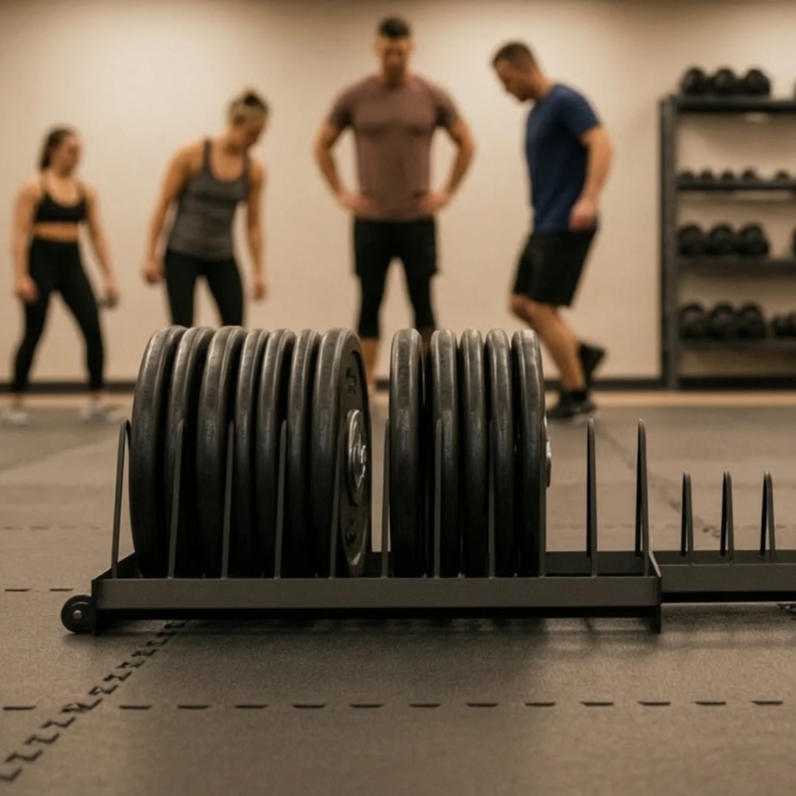Weight Plate Storage Rack with Wheels Long-Lasting Weight Plate Rack Space-Saving Slim for Gym Owners, Fitness Center