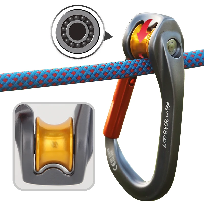 XINDA Pulley Carabiner Screw Gate Twist Locking for Climbing Working at Height
