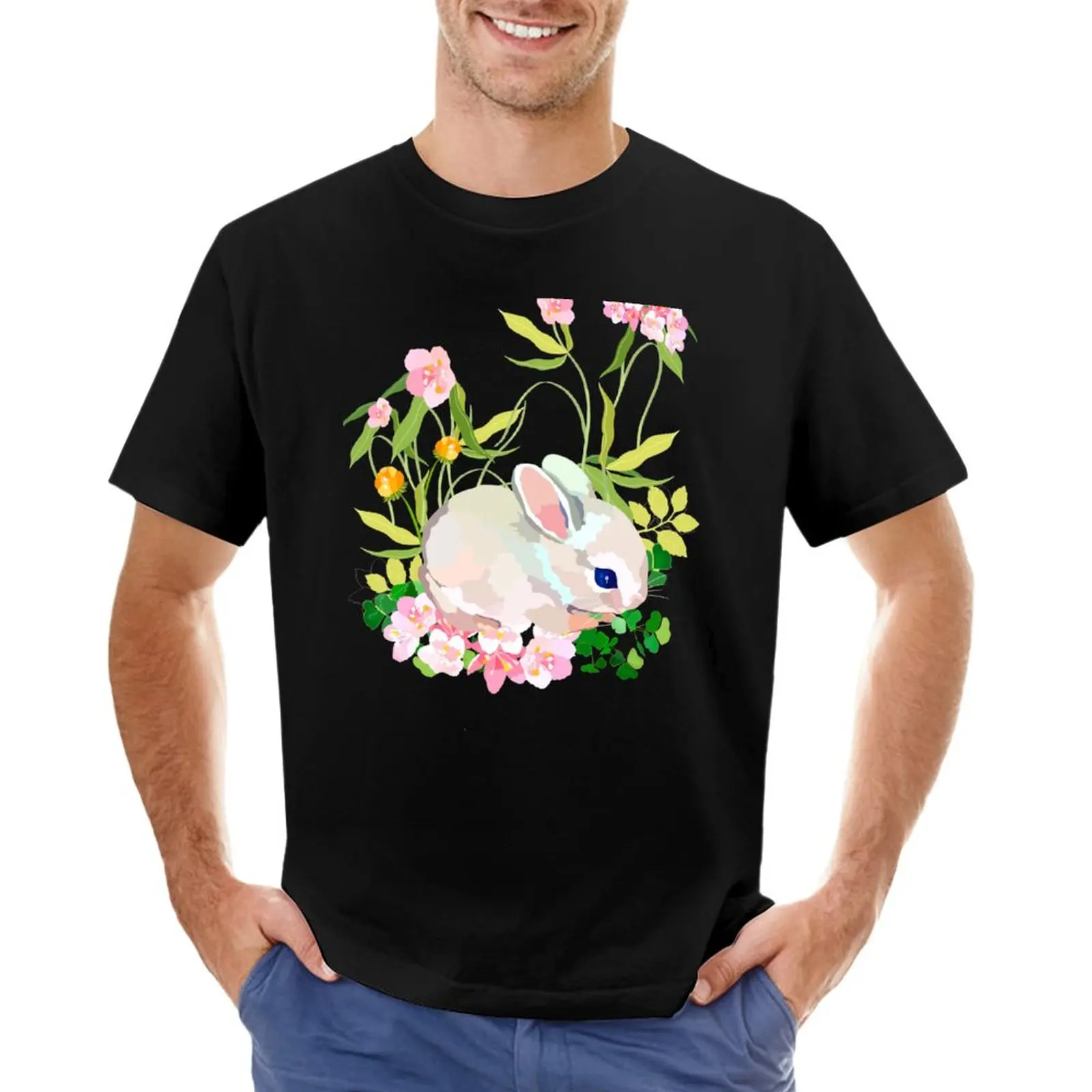 

springtime bunny T-Shirt cute clothes aesthetic clothes mens white t shirts