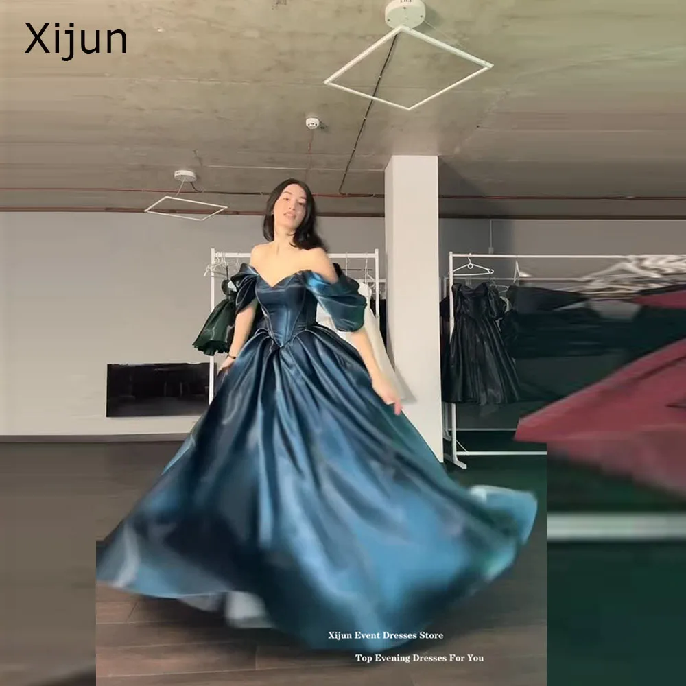 

Xijun Modern Turquoise Evening Dresses Off The Shoulder A-Line Formal Prom Dresses Shiny Long Birthday Party Gowns Customized