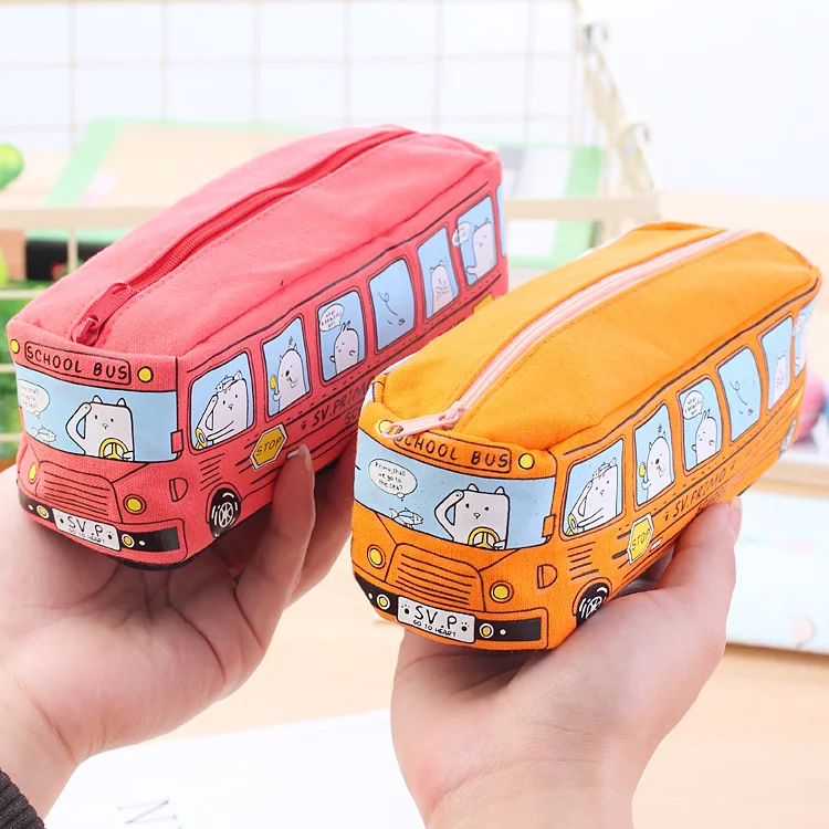 Estuche para lápices de autobús creativo de gran capacidad, estuche para lápices de dibujos animados, estuche para lápices de autobús para estudiantes, estuche de papelería, suministros escolares