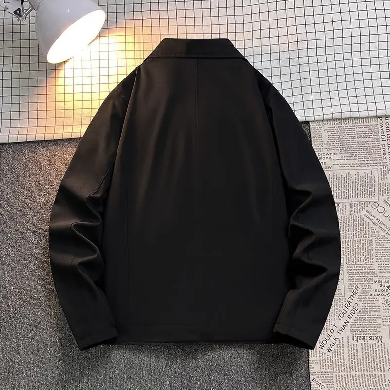 Zippered Men's Spring Autumn Design New American Casual Jacket Trendy Retro Lapel Handsome