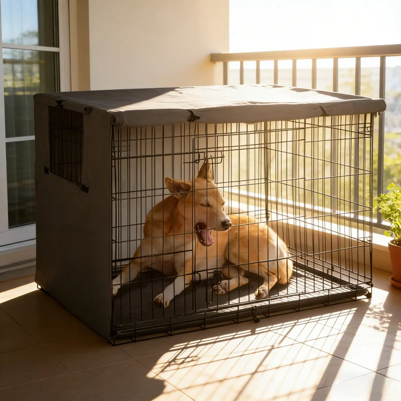 

Outdoor Dog Cage Cover Waterproof 210D Oxford Cloth - Dust Proof Pet Crate Protector for Patio Yard