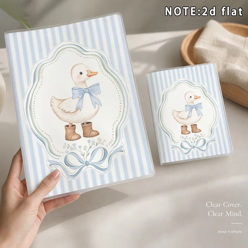A5 A7 Notebook Set Cute Watercolor Duck Bow Striped Print Journal 2D Flat Memo Book School Office Stationery Gift For Girls