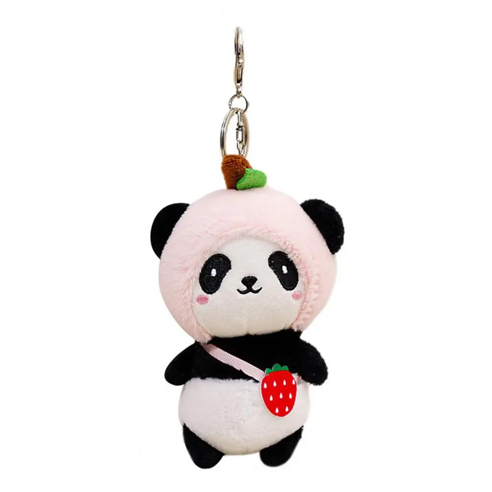 Fine Workmanship Plush Pendant Panda Pendant Cute Mini Panda Plush Pendant with Fruit Hat Soft Stuffed for Keychain for Kids