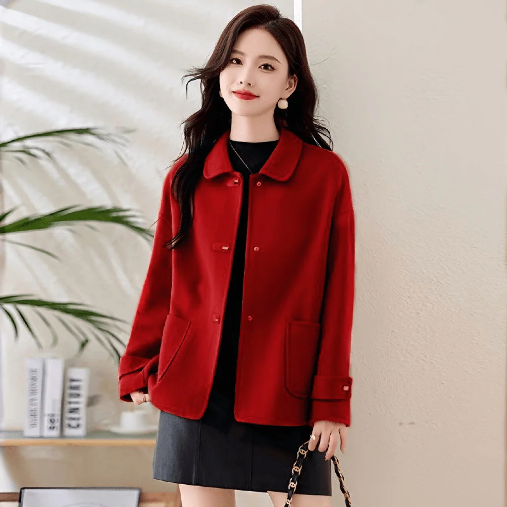 

Двустороннее шерстяное пальто, женское модное утягивающее элеган, бестселлер, весна-осень, двустороннее бархатное элитное мясное покрытие...