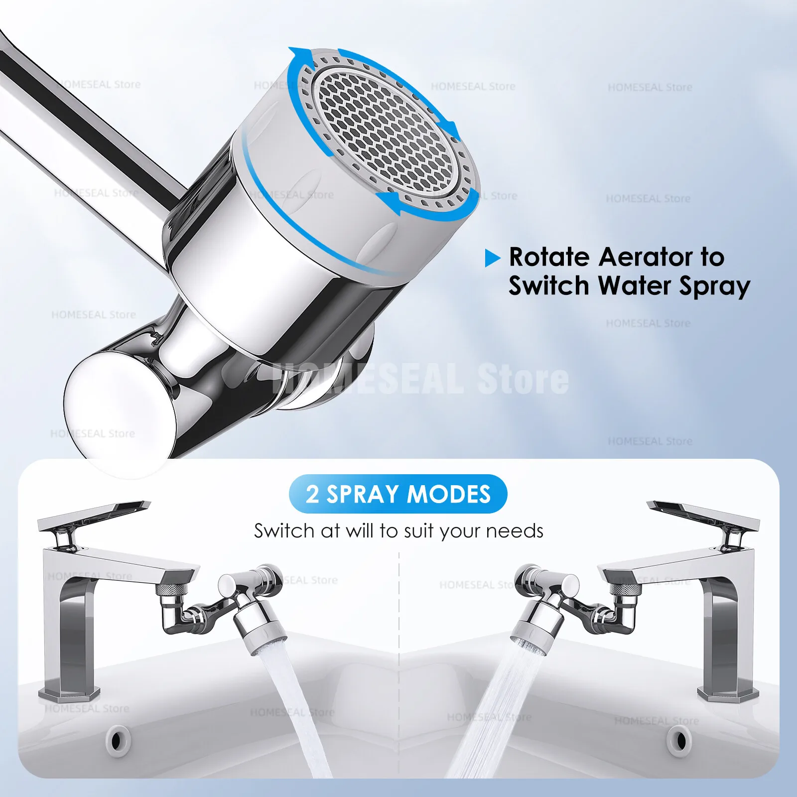 1080°Rotatable Faucet Aerator Bathroom Washbasin Tap Splash Filter Kitchen Faucet Extend Faucet Water Saving Bubbler Nozzle
