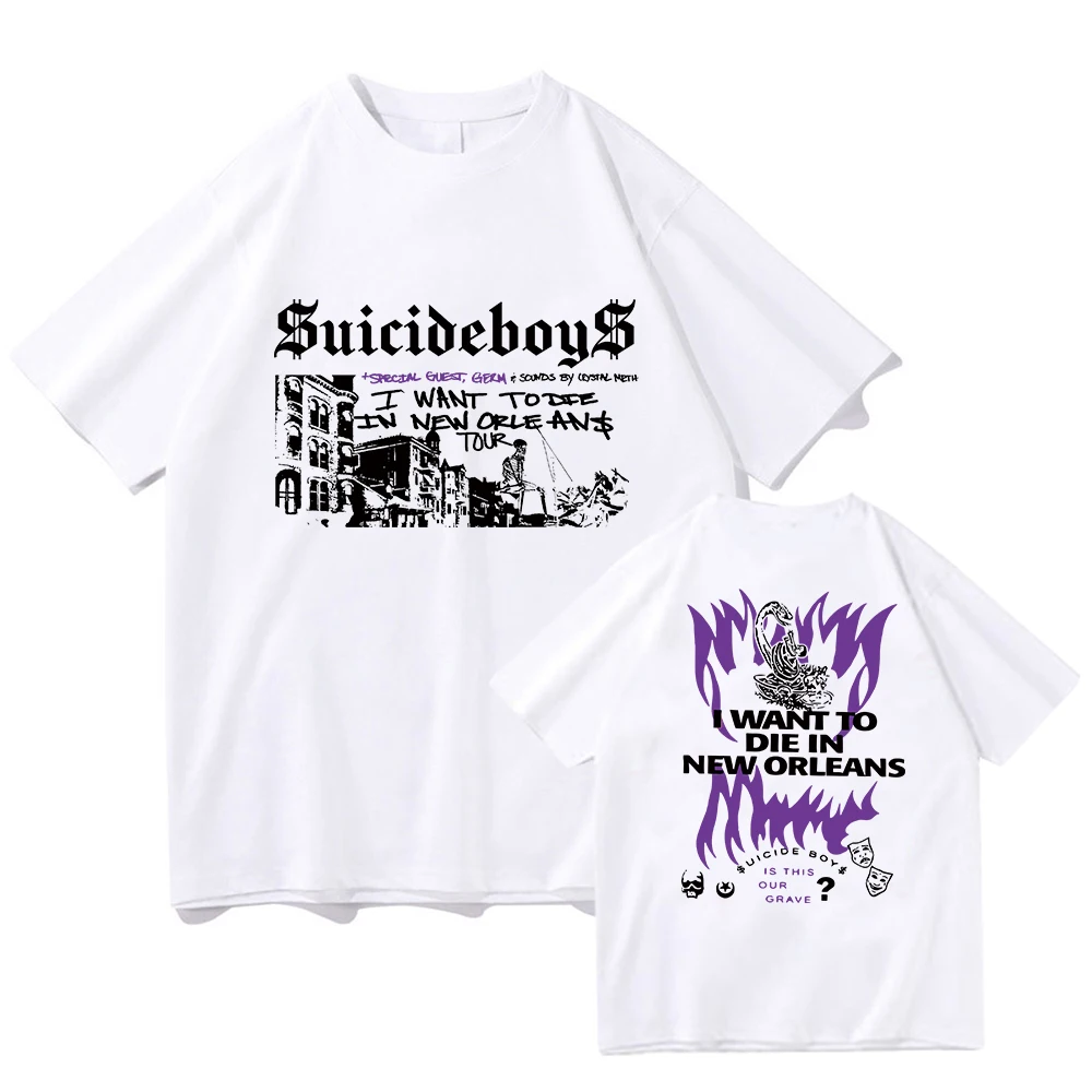 Suicideboys G59 T Shirt Men Fashion I Want To Die In New Orleans Music Album Hip Hop T-Shirts Streetwear Harajuku