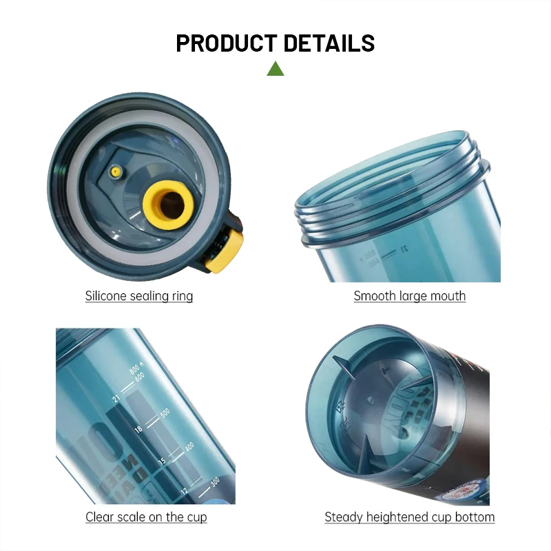 Shaker Bottle 800ML Large Capacity Protein Mix Cup Mixing Ball Straw Leakproof Portable Gym Fitness Sports Plastic Drinking Cup