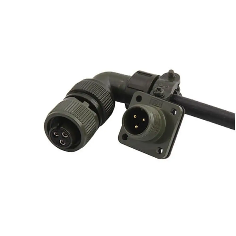 MS3108A10SL-3S MIL-5015 Circular Connector 3 Pin Plug & Receptacle Combo Right Angle Olive Drab Plated With Bushing