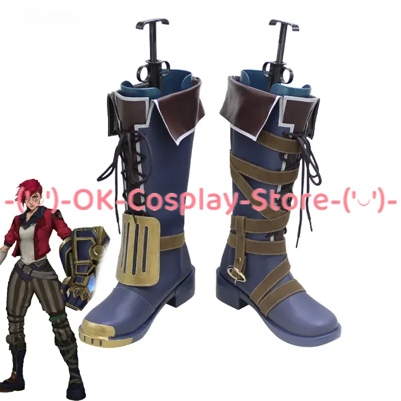 

VI Arcane Cosplay Shoes Game LOL PU Leather Shoes Halloween Carnival Boots Cosplay Props Custom Made