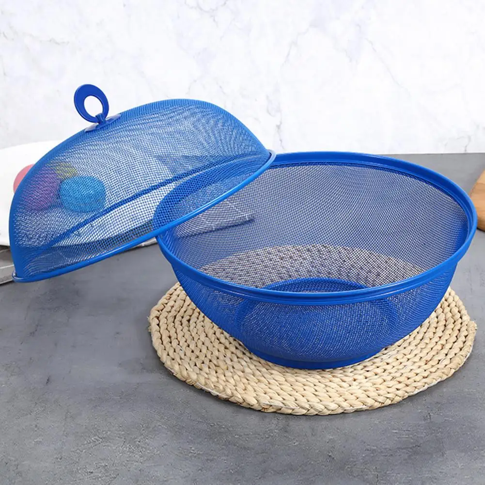 Mesh Fruit Basket with Lid Large Capacity Food Grade Prevent Fly Stainless Steel Kitchen Drain Basket Vegetables Fruit Holder