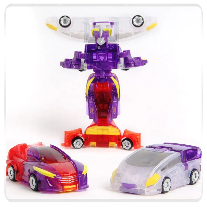 Korean Cartoon Anime Turning Mecard VENOSA Blue Transformable Robot Car Unicorn Toy Action Figure + 3 card