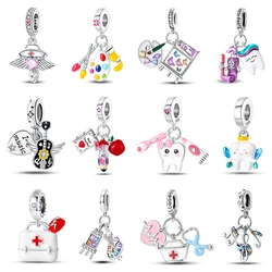 925 Silver Color Sketchboard Guitar Musician Dentist Career Charms Beads Fit 3mm 925 Original Bracelets DIY Jewelry Making