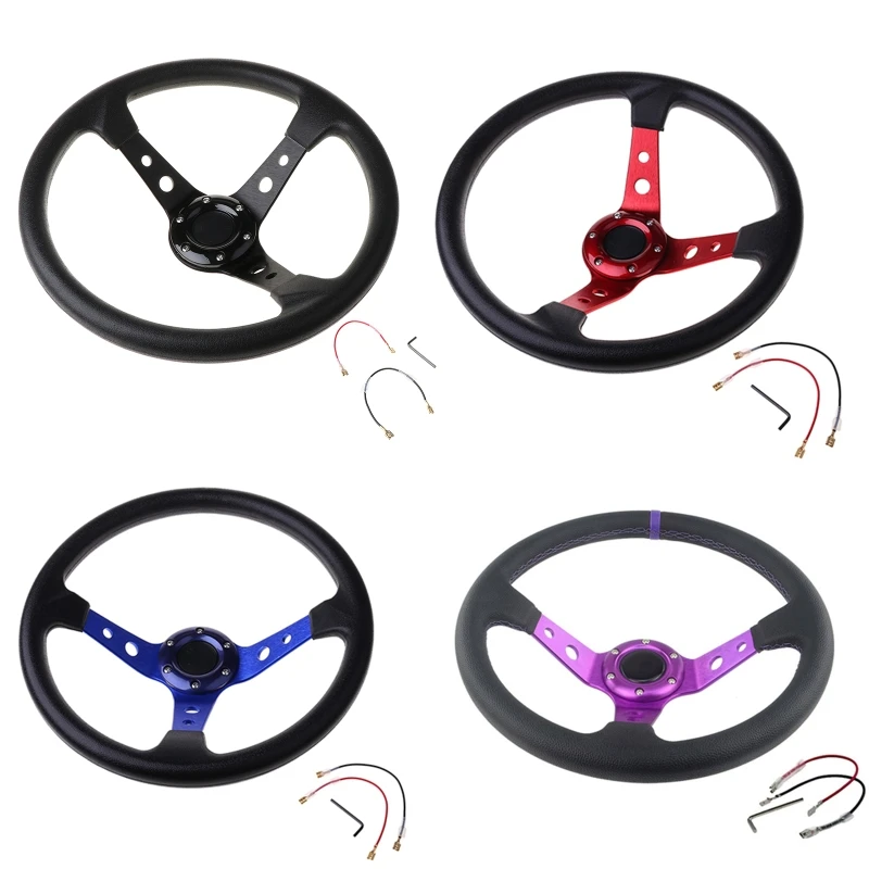 

Universal Car Accessories 14 inch 360mm Suede/PVC Car Racing Steering wheels Deep Corn Drifting Sport Steering Wheel