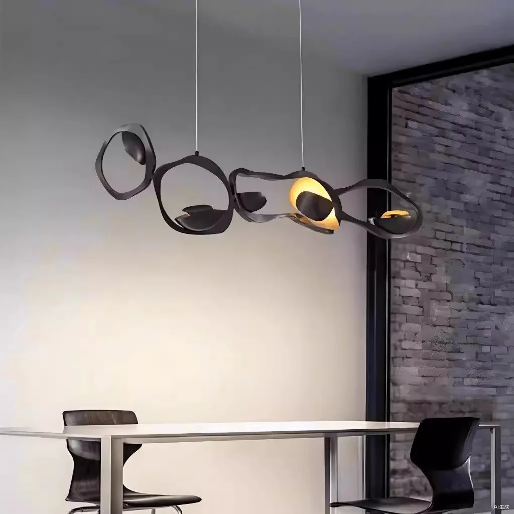 

Italian Minimalist Creative design lamp Black gold Hanging ceiling Chandelier lighting,kitchen island decoration fixture,L120cm