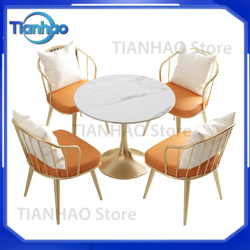 Meeting Table and Chairs Set for Office Hotel Lobby Cafe Milk Tea Shop One Table Four Chairs Combination