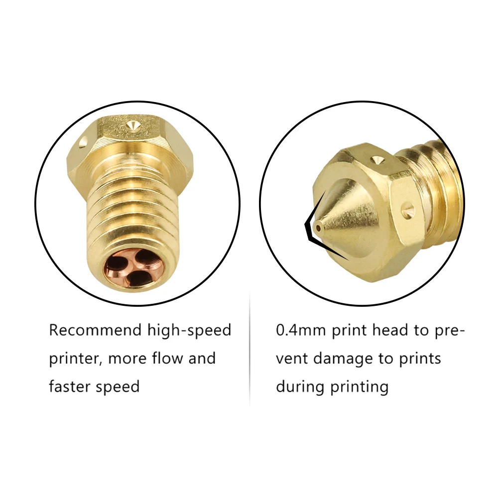 Ugello per stampante 3D per filamento da 1.75mm E3D V6 Clone-ugelli con punta CHT testina di stampa in ottone rame 0.4mm ad alto flusso