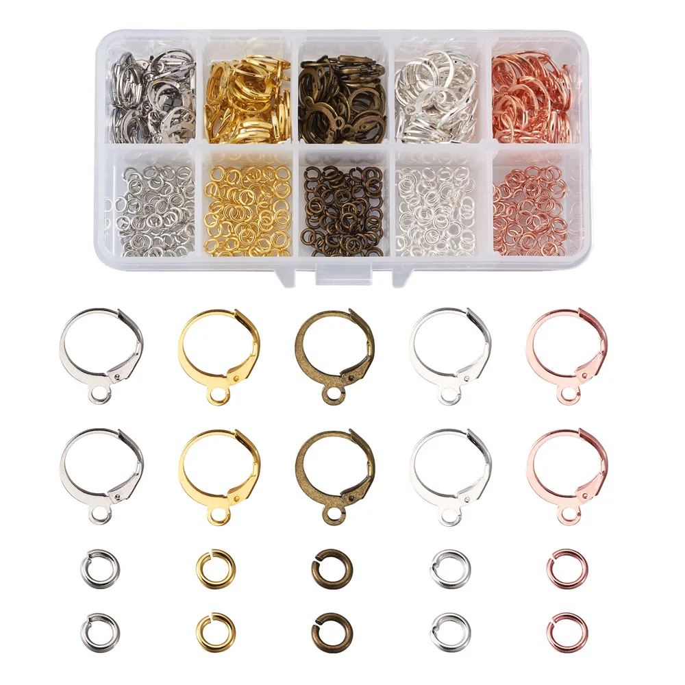 460pcs/box Matel Leverback Earring Findings with Loop Long-Lasting Plated Mixed Color for Making DIY Earring Jewelry Supplies