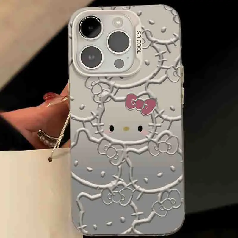 Sanrio Hello Kitty-電話ケース,落下防止カバー付き,15, 14, 13, 12, 11 pro max,xr,xs,max,7,8 plusミニ、y2k