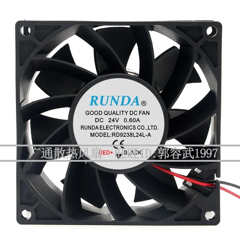 New Cooler Fan for RUNDA RD9238L24L-A 9238 24V 0.60A 9CM Inverter High Air Volume Fan 92 *92 *38mm