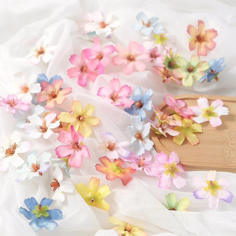 20/50/80Pcs 4cm Artificial Silk Flowers Heads Fake Flowers Supplies DIY Craft Wreath Wedding Gift Home Party Decor Accessories