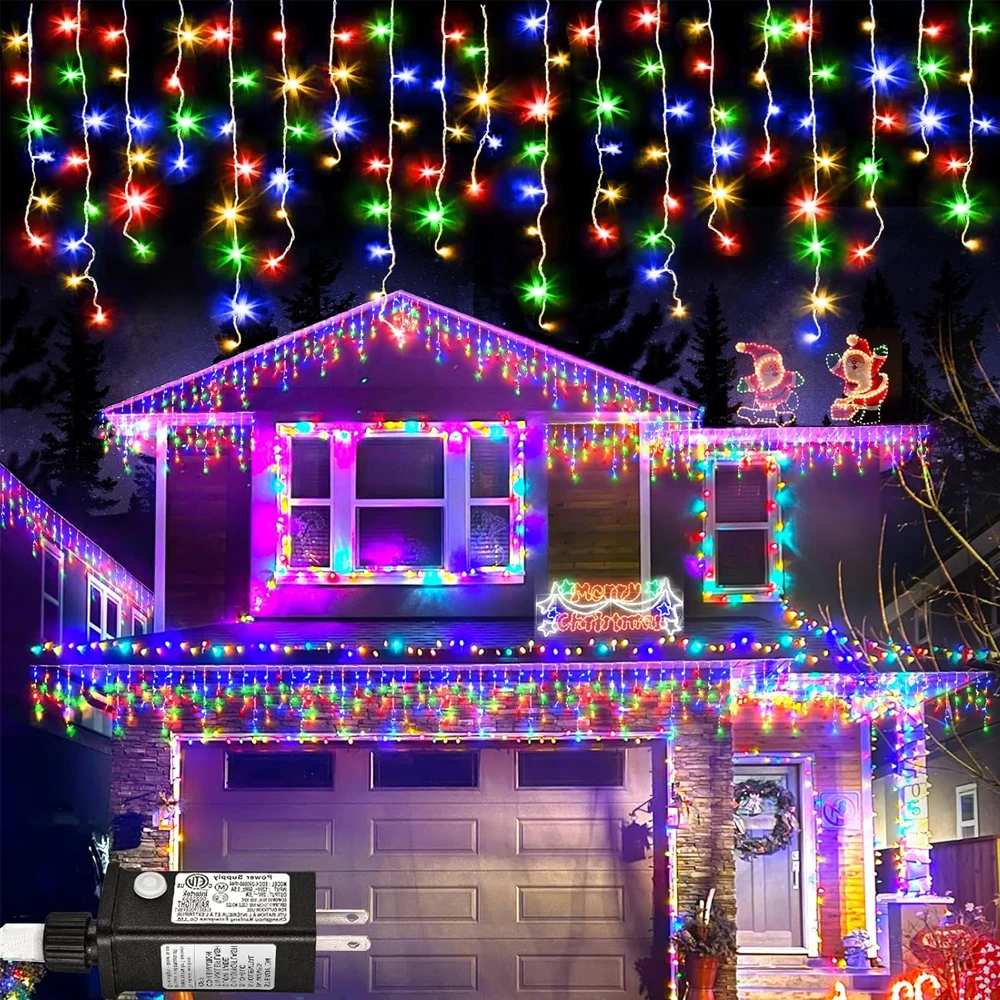 480LED Indoor Decor String Lights Christmas Ice Light Outdoor Waterproof 8 Modes Tgmer UK/US/EU Plug for Party Wedding Camping