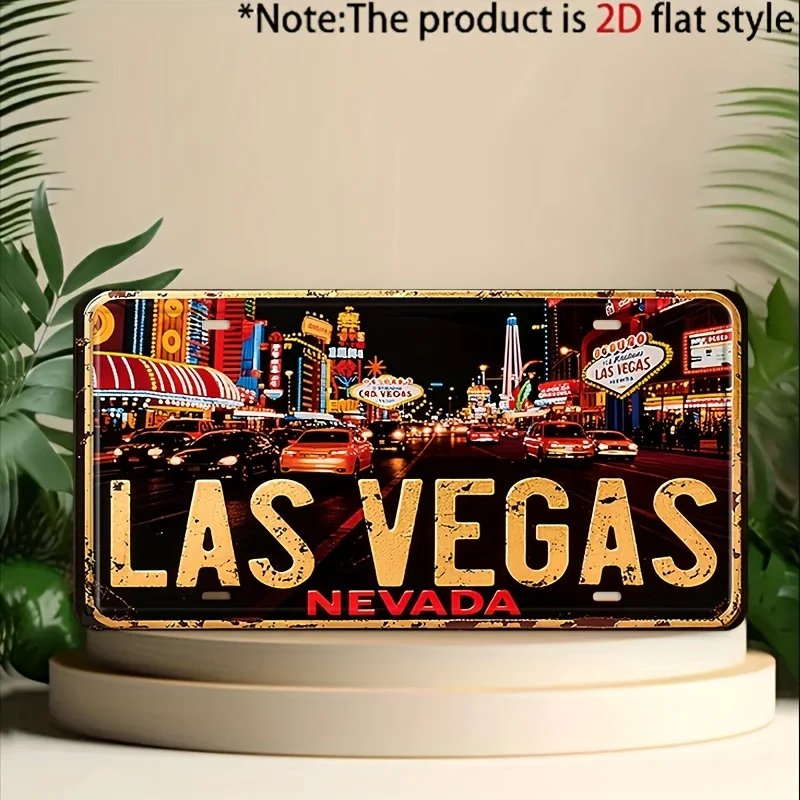 2D Flat Decorations - for Decoration Solely, 1 Pack, Vintage Nevada Las Vegas Metal Decorative Signs And Decorations, Rustic