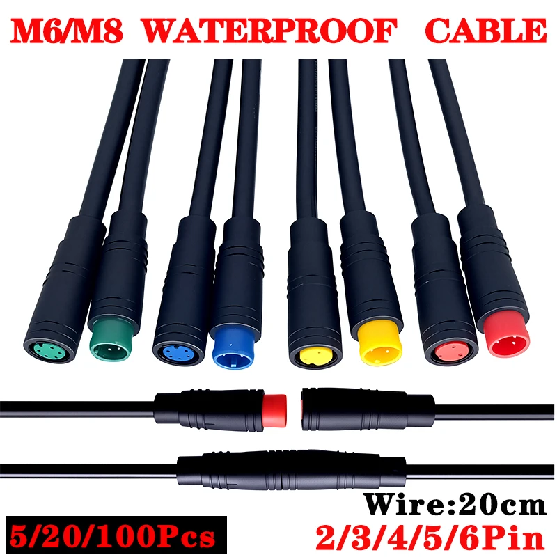 5/20/100Pcs 6mm M6 2 3 4 5 Pin Male Female Julet Electric Bike Butt Plug Connector Waterproof Scooter Brake Signal Sensor