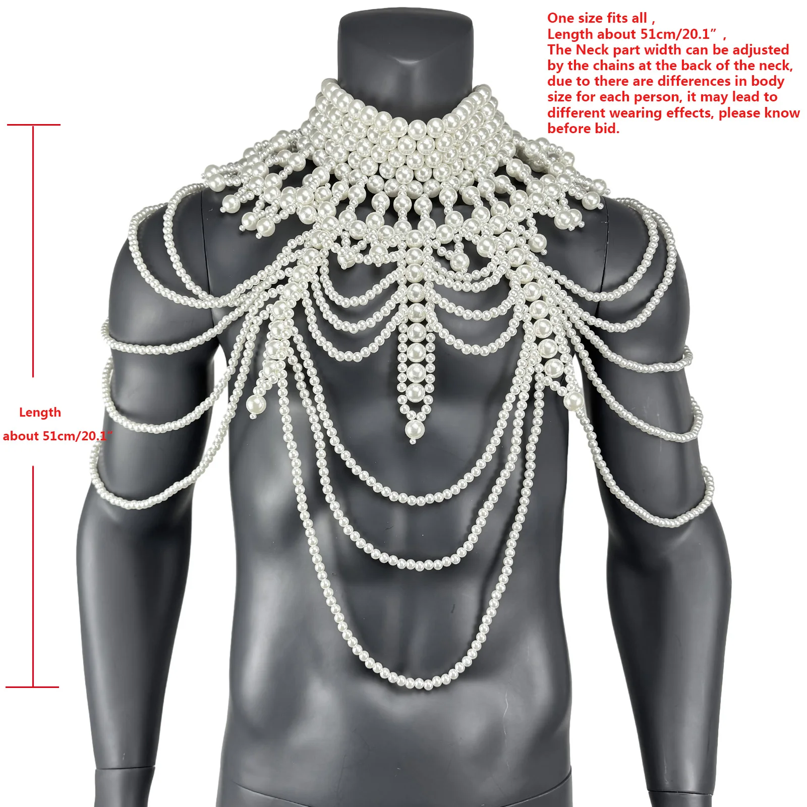 CLEVER-MENMODE Men Body Chest Harness Bondage Sexy Imitation Pearl Chain Bohemia Punk Bikini Party Rave Belly Clubwear