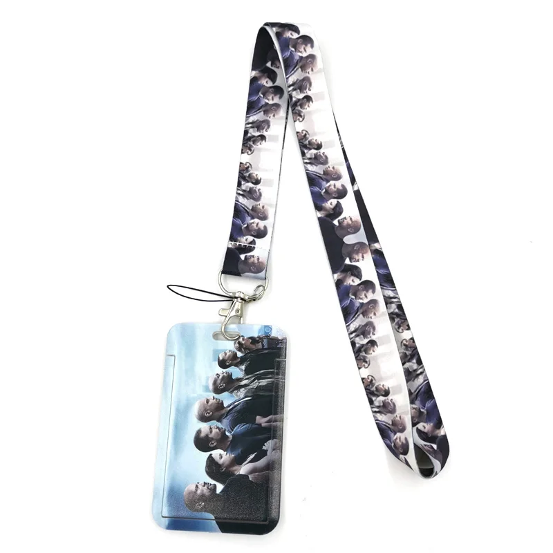 Fast and Furious Anime Lanyard Badge Holder ID Card Lanyards Mobile Phone Rope Key Lanyard Neck Straps Keychain Key Ring