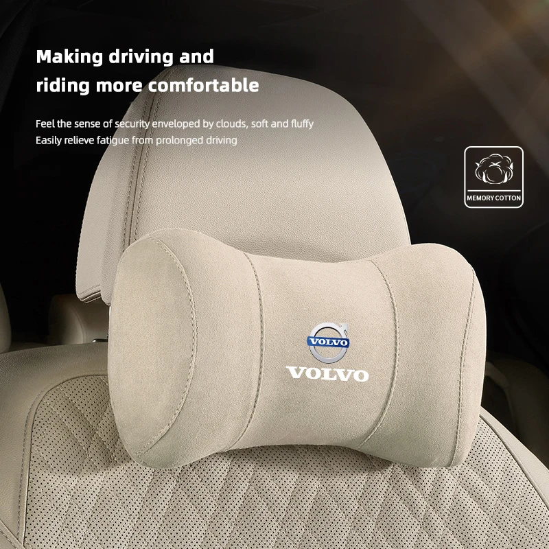 Appui-tête de siège de voiture Volvo, daim, coton à mémoire de forme, oreiller cervical, accessoires intérieurs pour XC60 V90 V60 V40 XC90 S90 S60