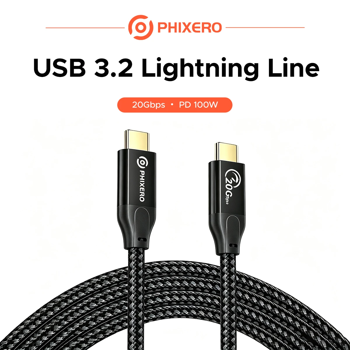 PHIXERO USB-C Extension Cable 20Gbps 100W PD Fast Charging 4K@60Hz USB3.2Gen2x2 Type C Male to Female Extender for Laptop Monitr