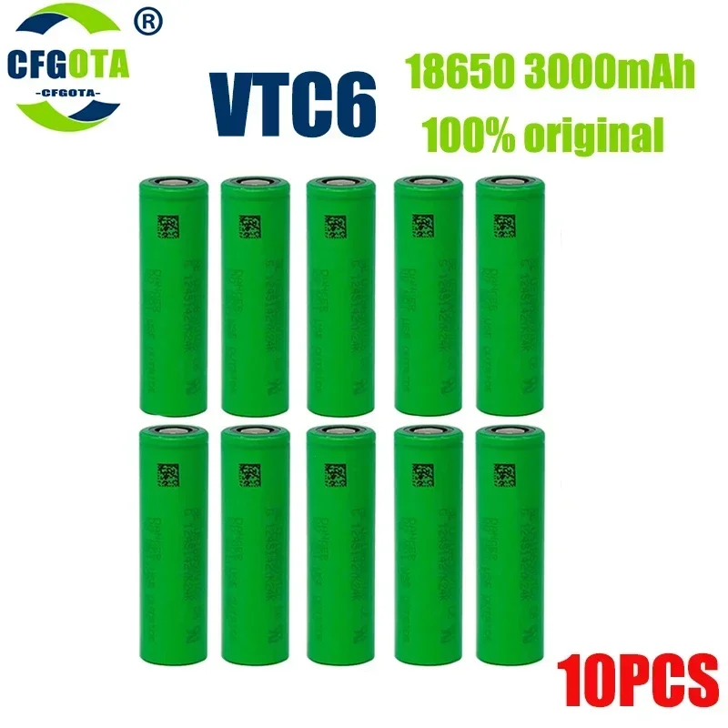 10PCS Original 18650 3.7V 3.0Ah Li-ion Rechargeable Battery for SONY Us18650 VTC6 Toys DIY Power Tools Battery Flashlight