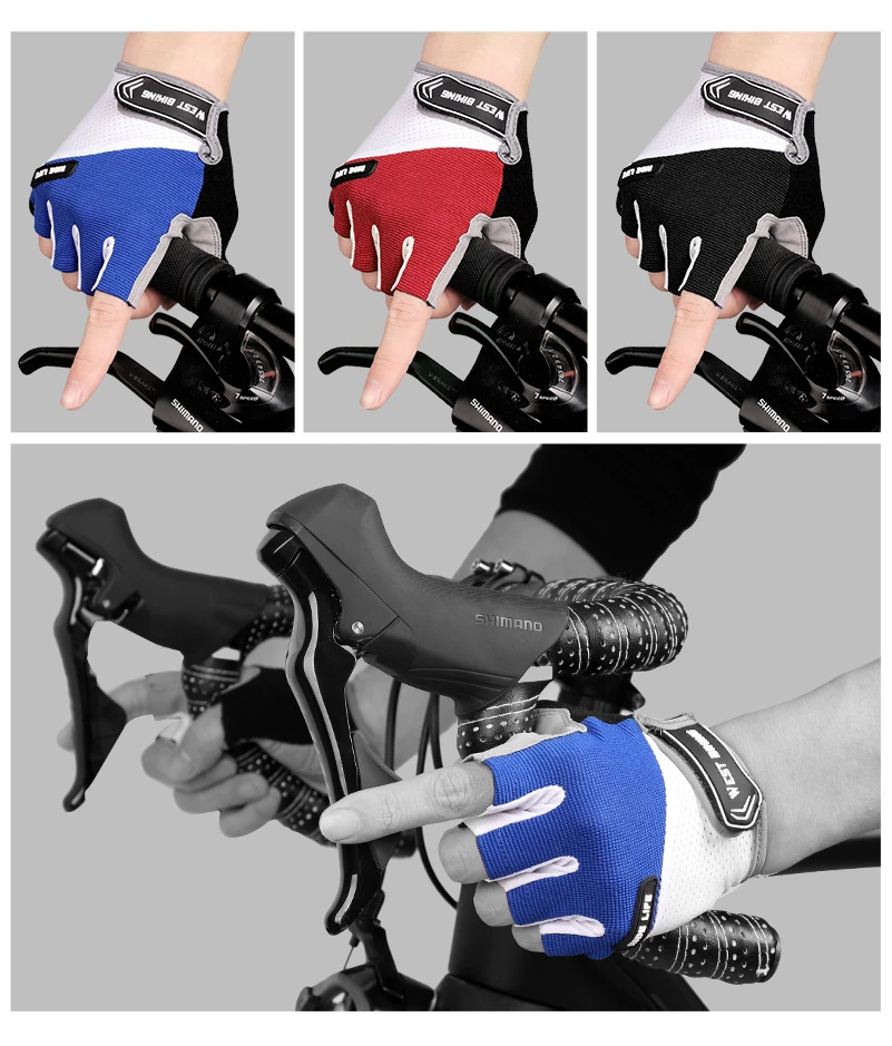 Bicycle Gloves Half Finger Men Women Summer MTB Bike Gloves Road Mountain Breathable Shockproof Bicycle Gloves Anti-Slip Gloves