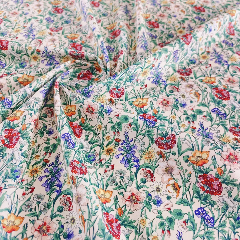 Pure Cotton Floral Printed Cloth, High Quality, Small Flower, Floral, Digital Plain, Dress Style, Shirt Lining Fabric, 140x50cm