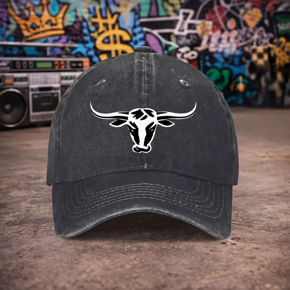 1 Stück Texas Longhorn Baseballkappe, geeignet für Männer und Frauen, Entenschnabelmütze mit Klettverschluss und ikonischem Texas-Motiv, leicht, Unisex für A