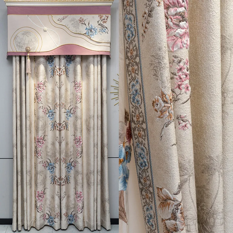 

New High Precision 4D Large Relief Curtains Luxury Popular Jacquard Curtains