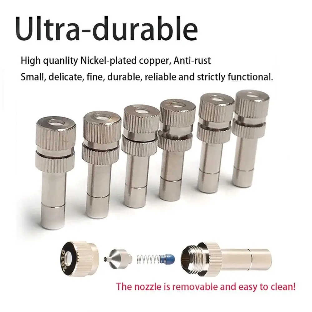 1/5Pcs Quick Pushing Atomizing Misting Nozzle Low Pressure 8mm Water Irrigation Sprinkler 0.15-0.8mm Gardening Irrigation Parts