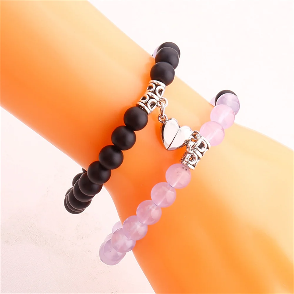 Conjunto de pulsera 2 unids/set pulseras joyería corazón imán pulsera para regalo aniversario romántico