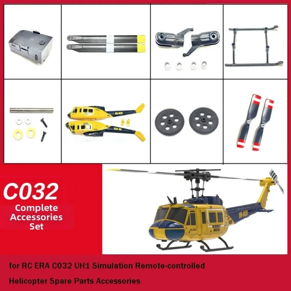 Alta qualidade rc era rc helicóptero peças de reposição c032 uh1 simulação hélice principal corpo escudo bateria do motor eixo horizontal